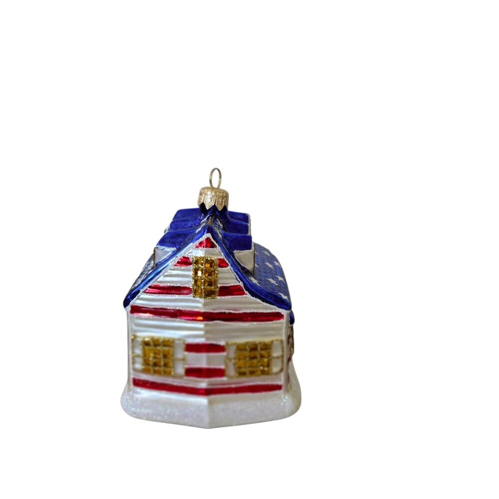 Vintage Hand Blown Glass Glitter Patriotic Home Christmas Ornament 2004 - Picture 6 of 6